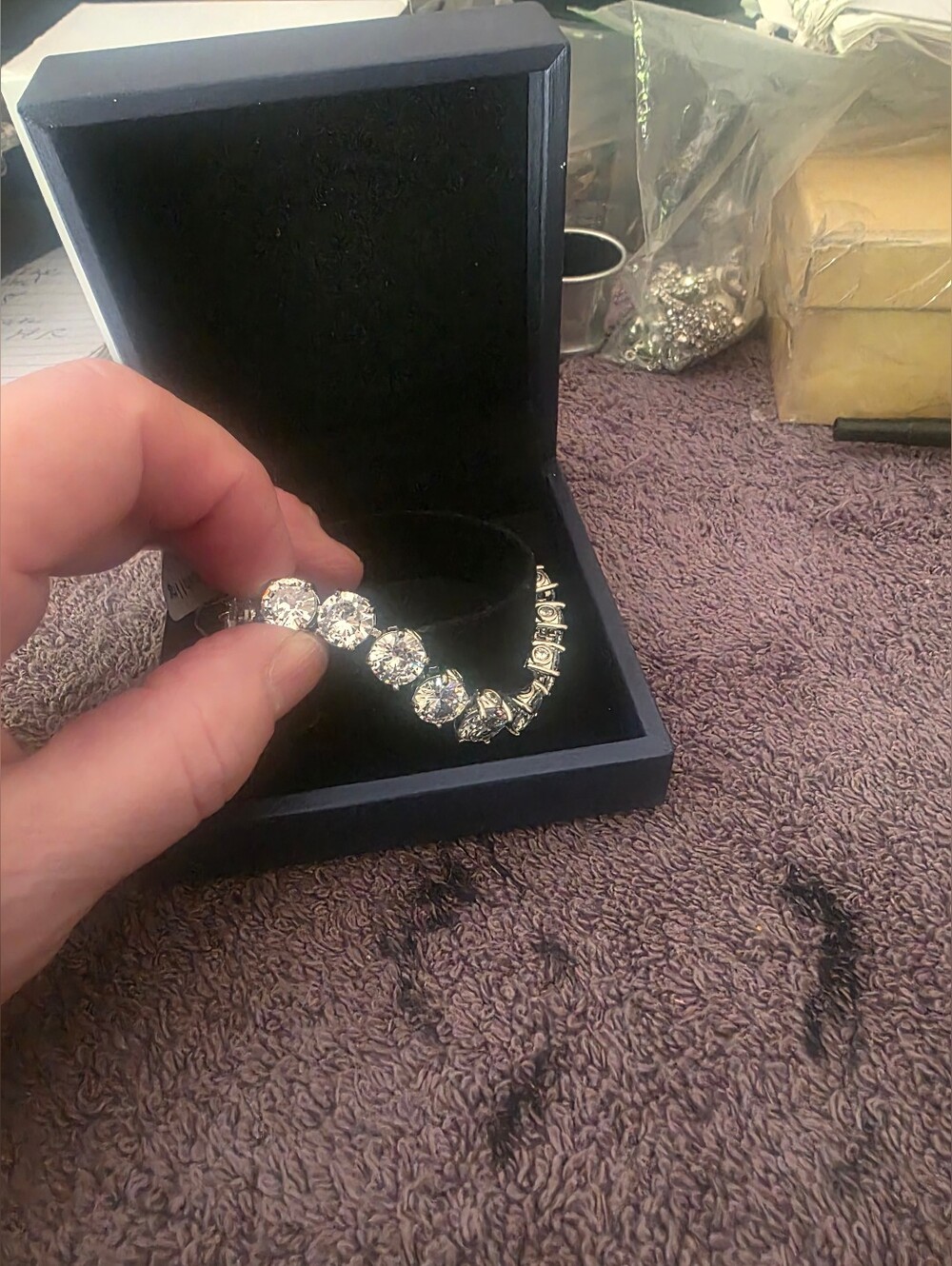 7.5 Inch Sterling Clear Stone Bracelet!!  New Never Wore